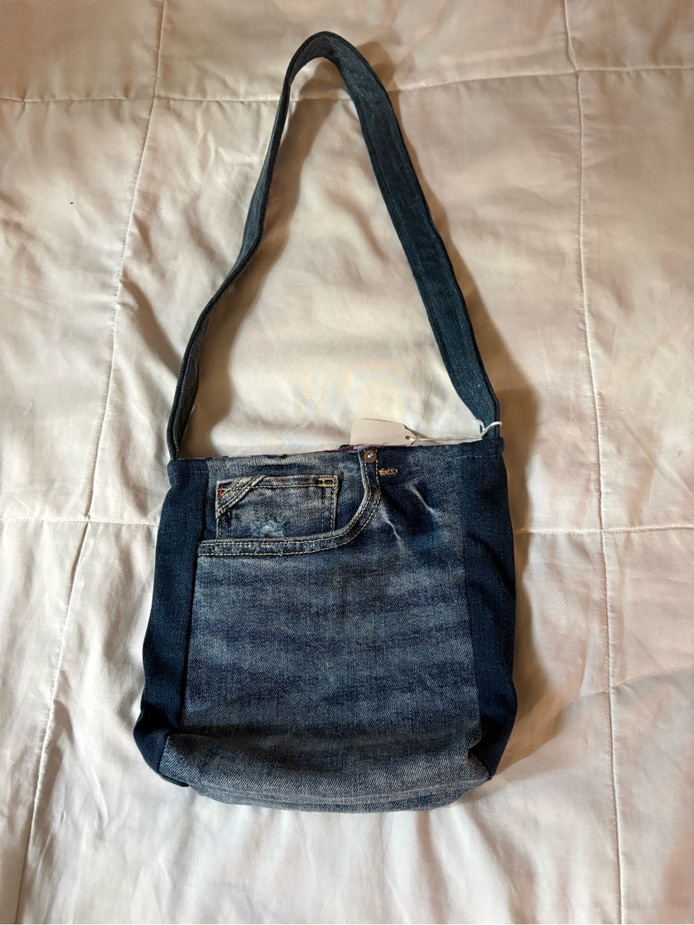 Dark Blue Denim shabby chic shoulder Bag